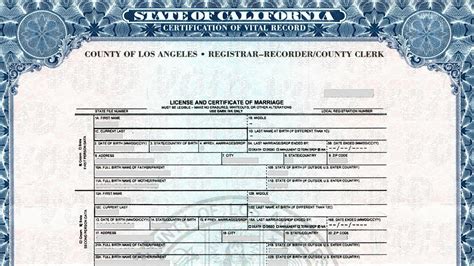 Marriage certificate template California